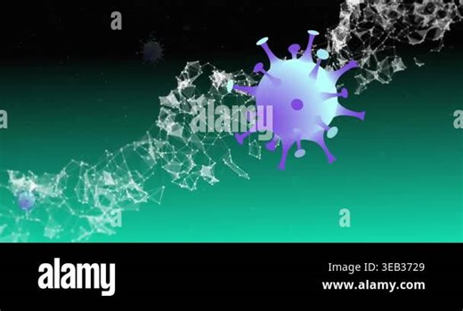 Animation of covid 19 cells moving and dna strand spinning. global covid 19 pandemic and healthcare concept digitally generated video Stock Video Footage - Alamy