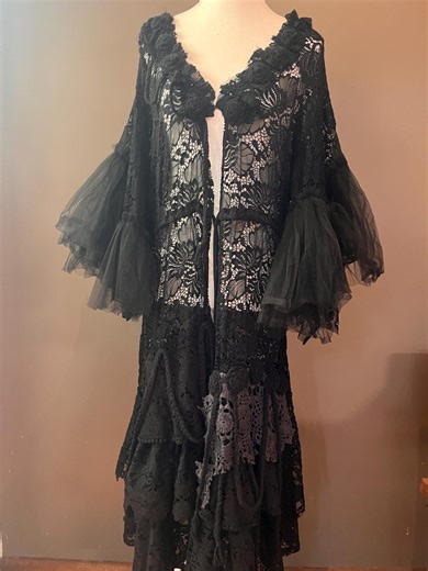 Bohobydarija Bohemian Shabby Chic Artsy Gothic Duster Coat Lace Cover Embellished With a Dream Flower Bed Free Size - Etsy Australia