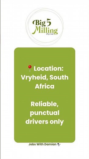 Now Hiring: Code 14 Drivers 🚛 | Big 5 Milling | Apply Today on jobswithdamian.co.za