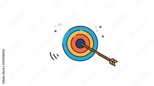 Animated target Arrow perfectly hitting the bullseye, showing accuracy and success. Ideal for business, target achievement, goal setting, and archery concepts. Stock Video