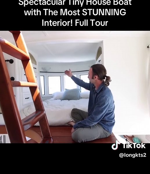 #Spectacular Tiny House Boat with The Most STUNNING Interior! Full Tour