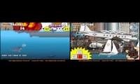 Mix of 2 videos from youtube : Sydney Shark Vs New York Shark Game Battle