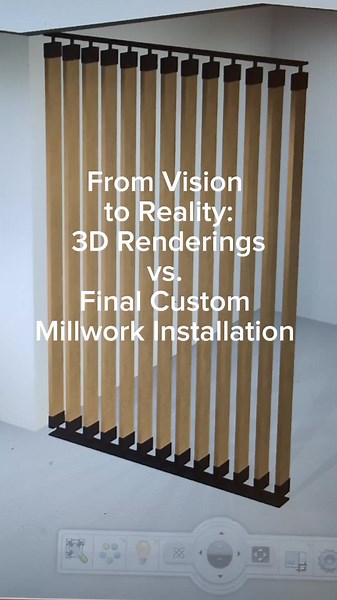 From Vision to Reality: 3D Renderings vs. Final Custom Millwork Installation. Experience the versatility of our plank screen dividers, designed to move effortlessly for complete separation or to create a striking visual feature. The perfect solution for any commercial space looking to combine functionality with aesthetic appeal. Elevate your business environment with CKD today! #CustomMillwork #CKD #custommillworkvancouver #slatwall