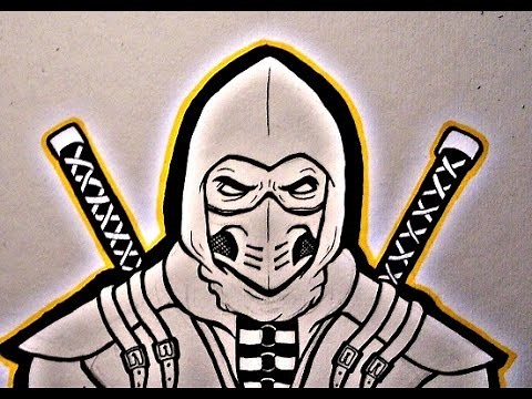 How to draw Scorpion (Mortal Kombat)