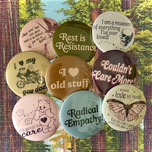 Pinback Button Badges – Unique Vintage Inspired Illustrated Pins – Handmade Buttons for Jackets & Backpacks - Etsy