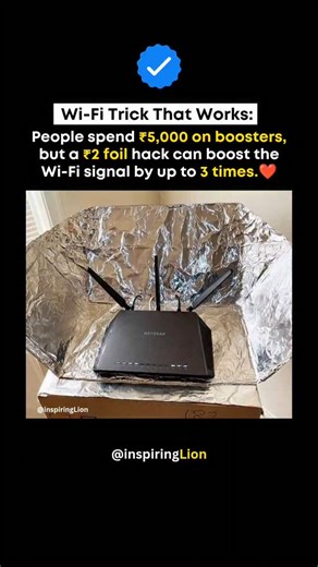 Arjun Singh Kalsi | Mindset on Instagram: "Slow Wi-Fi? This ₹2 kitchen hack gave 3X faster signal in seconds. ❤️ In a world full of high-tech solutions, sometimes the simplest ideas work best. Placing aluminum foil behind your Wi-Fi router can actually help redirect and strengthen your signal—especially if your router is near a wall or corner. This DIY trick has been tested and shown to improve coverage by up to 2X or even 3X in some spaces, just by reflecting the signal forward where it's neede