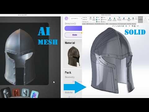AI Reverse Engineering Barbute Helmet in SolidWorks | AI Mesh to Solid
