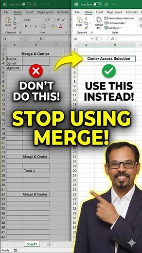 Stop Using Merge & Center ❌ | Use Centre Across Selection in Excel (Cleaner & Smarter!)