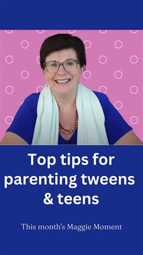 Watch the full video ‘Top tips for parenting tweens & teens’ on Maggie’s YouTube channel or via the link in instagram bio. | Maggie Dent