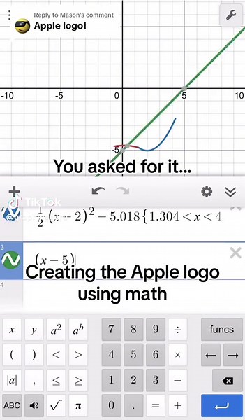 Replying to @Mason Ask and you shall recieve! The apple logo on a graph! 🍎 #math #desmos #calculus #tech #applepay #iphone #mac #teachersoftiktok #graph
