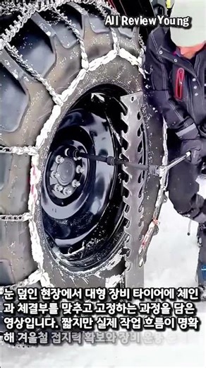 Large tire chain installation process #worker #process #tirechain #tractor #winterwork