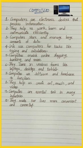 10 LINES ON COMPUTERS || #english #handwriting #computer #forkids #shorts #viral #essayoncomputers