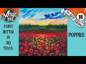 Poppies flowers Easy Daily Painting Step by step Acrylic Tutorials Day 18 #AcrylicApril2020