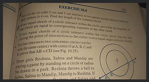 EXERCISE 10.4 Tivo circles of radii 5 \mathrm{cm} and 3 \mathrm... | Filo