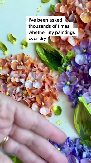 Acrylic Paint Hydrangeas Art Process | Thick Paint Technique