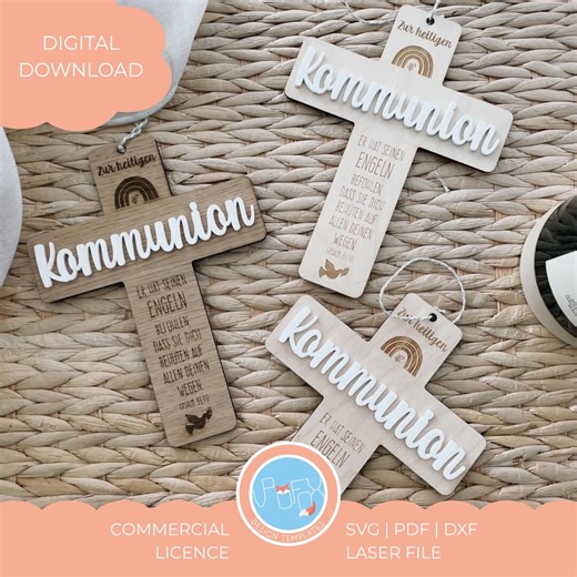 SVG Laser File Cross, Communion & Baptism Gift Idea - Etsy UK