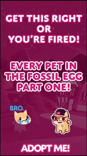 The part 2 is here!! Every pet in the Fossil Egg 🦖🥚 Watch on YT @ PlayAdoptMe, link in bio! #robloxadoptme