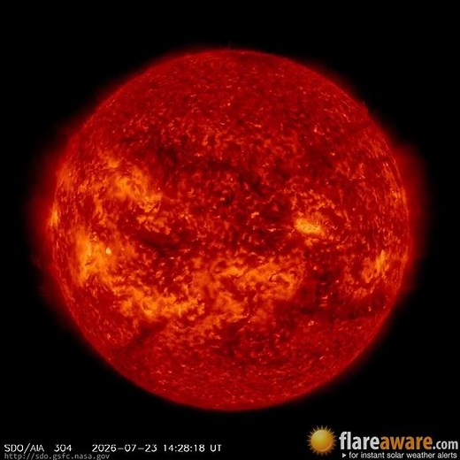 23 Jul - 24 Jul: 24 Hour Solar Activity (Earth Facing; Solar Storm, Sunspot, Solar Flare, CME)