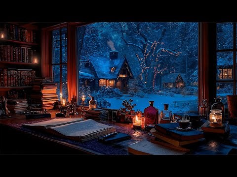 Winter Reading Nook by the Warm Candlelight❄️Relaxing Piano & Violin | Dark Academia Ambience