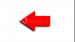 Left Arrow sign symbol with shadow animation on white background, red color arrow pointing left 4K animated video Stock Video