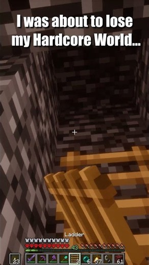 I almost lost my Hardcore World! #mojang #shorts #hardcoregaming #minecraft