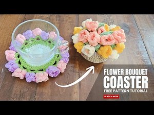 How to Crochet Flower Bouquet Coasters. Easy Crochet For Beginners!