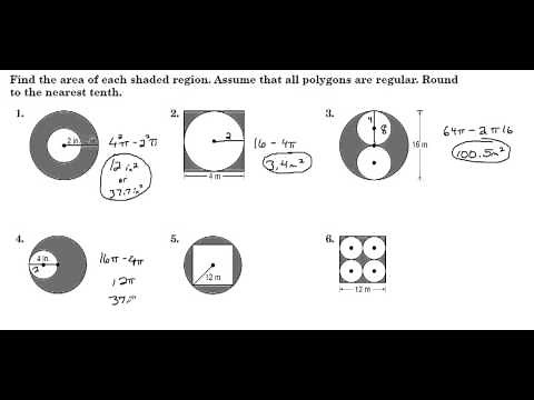Finding Areas of Shaded Regions between Polygons & Circles
