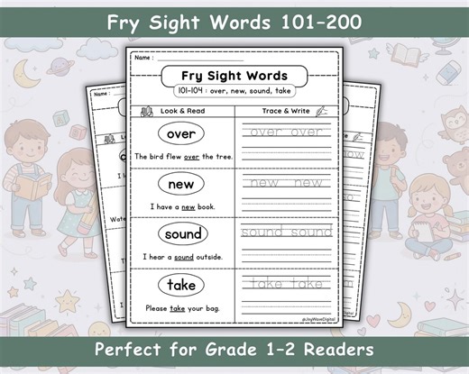 Fry Sight Words 101–200 Worksheets for 1st 2nd Grade - Handwriting Tracing & Spelling Practice - PDF Download - Etsy