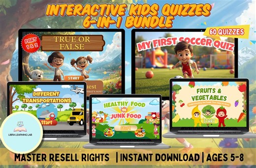 6-in-1 Kids Interactive Quiz | Audio Learning Games for Kids | Homeschool & Classroom Activities - Etsy