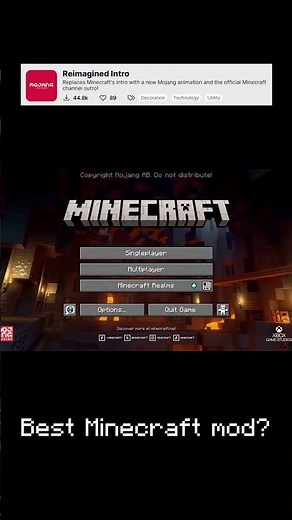 Reimagined Intro Mod in #minecraft #minecraftmods #minecraftshorts