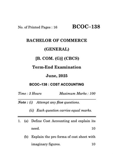 BCOC–138 June 2025 | IGNOU Previous Year Question Paper