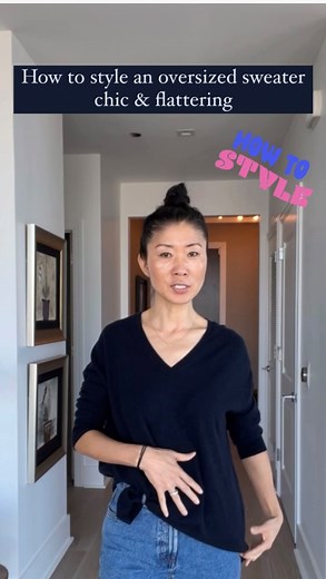 These are super easy hacks to style an oversized sweater chic and flattering. Would you try them? . . . . #stylehack #stylehacks #easyhack #howtostyle #styletips #fashionhacks #oversizedsweater #oversizedsweaters #over50style #styleover50 #chicstyle Style tip, style hack, oversized sweater, easy hack, fashion hack , flattering look | 50plusdaily