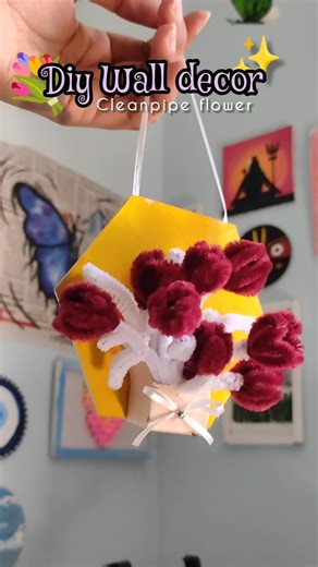 🌸 DIY Pipe Cleaner Flower Wall Decor | Easy Handmade Room Decoration Idea