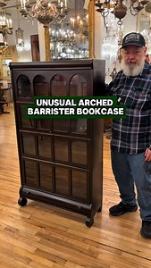 Look at this unusual antique Lundstrom four stack barrister bookcase with an arched top section and four sections of glass panes per section! Please send us a DM or call us at 212-989-8814 to inquire. 📍 Olde Good Things, 333 W 52nd St, New York NY 10019 🌐 ogtstore.com 🚛 Shipping available worldwide 📐33.75 in. W x 60 in. H x 11.5 in. D #antiqueshop #barristerbookcase #bookcase #antiquefurniture #antiques | Olde Good Things
