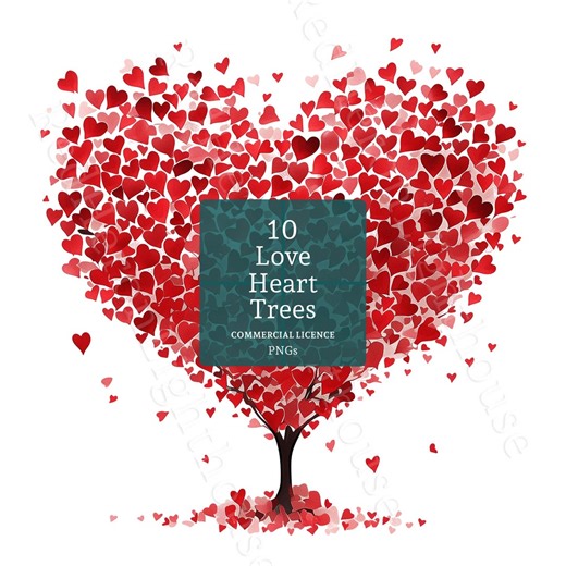 Love Heart Tree Clipart, Watercolour Whimsical Romantic Valentines Art, 10 Pngs, Digital Download, Commercial Use, Card Making, Junk Journal - Etsy Canada