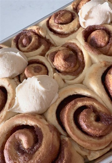 Cinnamon Rolls turned out a little wonky today. Used @Well Made by Kiley’s recipe. Brown Butter Icing recipe- 1/2 cup brown butter, 2 cups powdered sugar, 2 tsp vanilla and 3-4 TBS heavy cream.