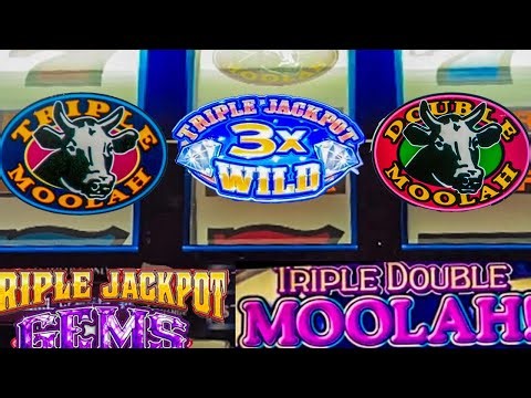 Classic Old School Triple Double Moolah and Triple Jackpot Gems 3 Reel Slots