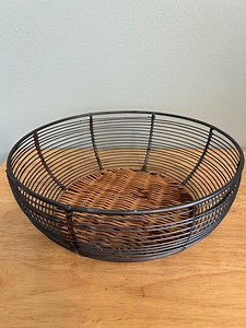 Vintage Wire & Wicker Bowl: Rustic Farmhouse Kitchen Decor - Etsy