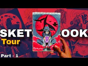 Sketch book Tour (Part-1) || Anime drawings || I can see my first drawing🎨