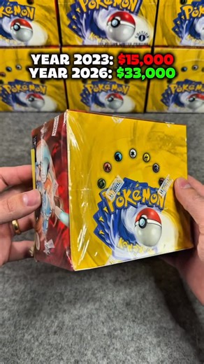 Tyler | Pokemon Booster Packs & Boxes on Instagram: "YEAR 2029: $50,000? Base Set Pokémon Booster Box 📦🔥 YEAR 2023: $15,000 YEAR 2026: $33,000 Opening a vintage Pokémon Base Set booster box really does hit different. Straight from the original 1999 Wizards of the Coast era to today’s market, sealed Pokémon has turned into one of the strongest nostalgia driven collectibles out there. This is the box that started everything. Charizard. Blastoise. Venusaur. True first generation Pokémon history. 