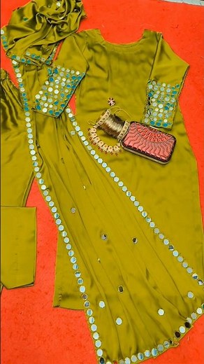 Insta viral mirror outfit designing /Party wear dress designing/mirror work/ #trending #youtudeshrts