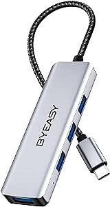 BYEASY USB C Hub 4 Ports USB Hub for Laptop USB C to USB Multiport Adapter with Power Port - USB C Splitter Compatible for USB C MacBook Pro MacBook Air and Other Type C Devices