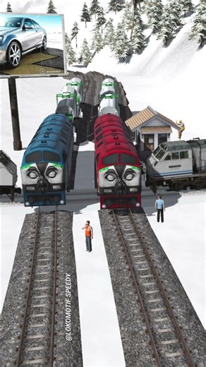 Kereta Aneh & Truk Melewati Rel Di Adu Lokomotif #railroad #railtrack #railway #train