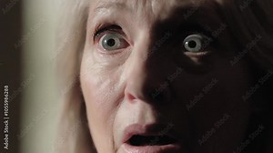 Disturbed Terrified, Shocked, Scared Woman Face, Close-up, Expression, Emotion, Fear, Panic, Anxiety, Distress