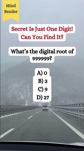 What’s the Digital Root of 999999? 🔢 | Genius Number Riddle Most Miss!#riddlemathworld #shorts #math