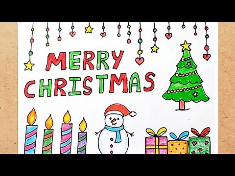Christmas greeting card drawing || Christmas drawing || how to draw Christmas greeting card