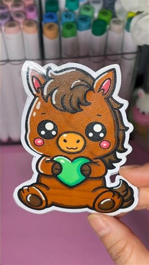 Coloring a Cute Horse Sticker 🐴✨ Relaxing Art #shorts #art