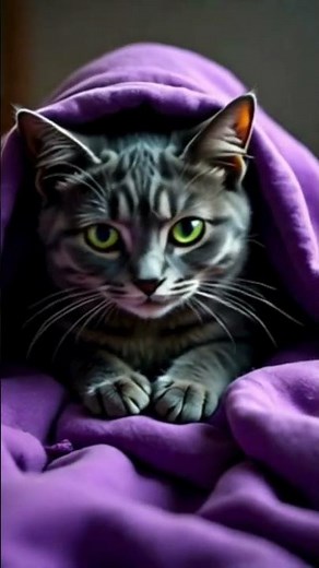 Cute Cat Sitting in Blanket on Bed 🐱 | Cozy & Lazy Cat Moments