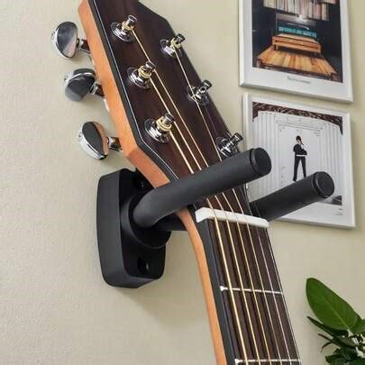 2pcs Guitar Wall Mount Hanger - Includes Hooks And Picks, Easy Installation, Guitar Holder - Fits All Sizes Of Guitars, Bass, Mandolin, Banjo, Ukulele, Musical Instrument Display Rack, Non-Slip Design, Ideal For Collectors, Suitable For Room Decor, Instrument Decor, Bedroom Decor, Music Store Decor, Guitar Storage, Guitar Gift, Practical Gift | SHEIN
