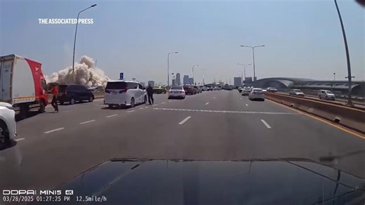 Dashcam footage shows building collapsing as Bangkok hit by powerful earthquake